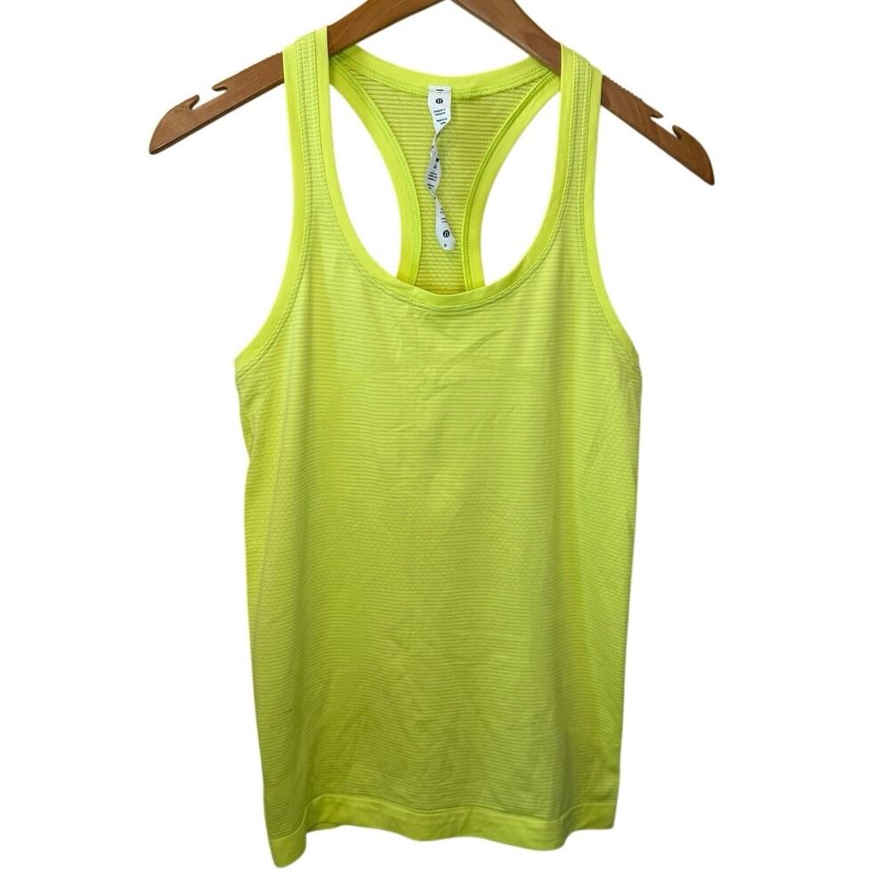 Lululemon Run With Heat Classic Green Athletic Gym U Neck Work Out Tank Size 4